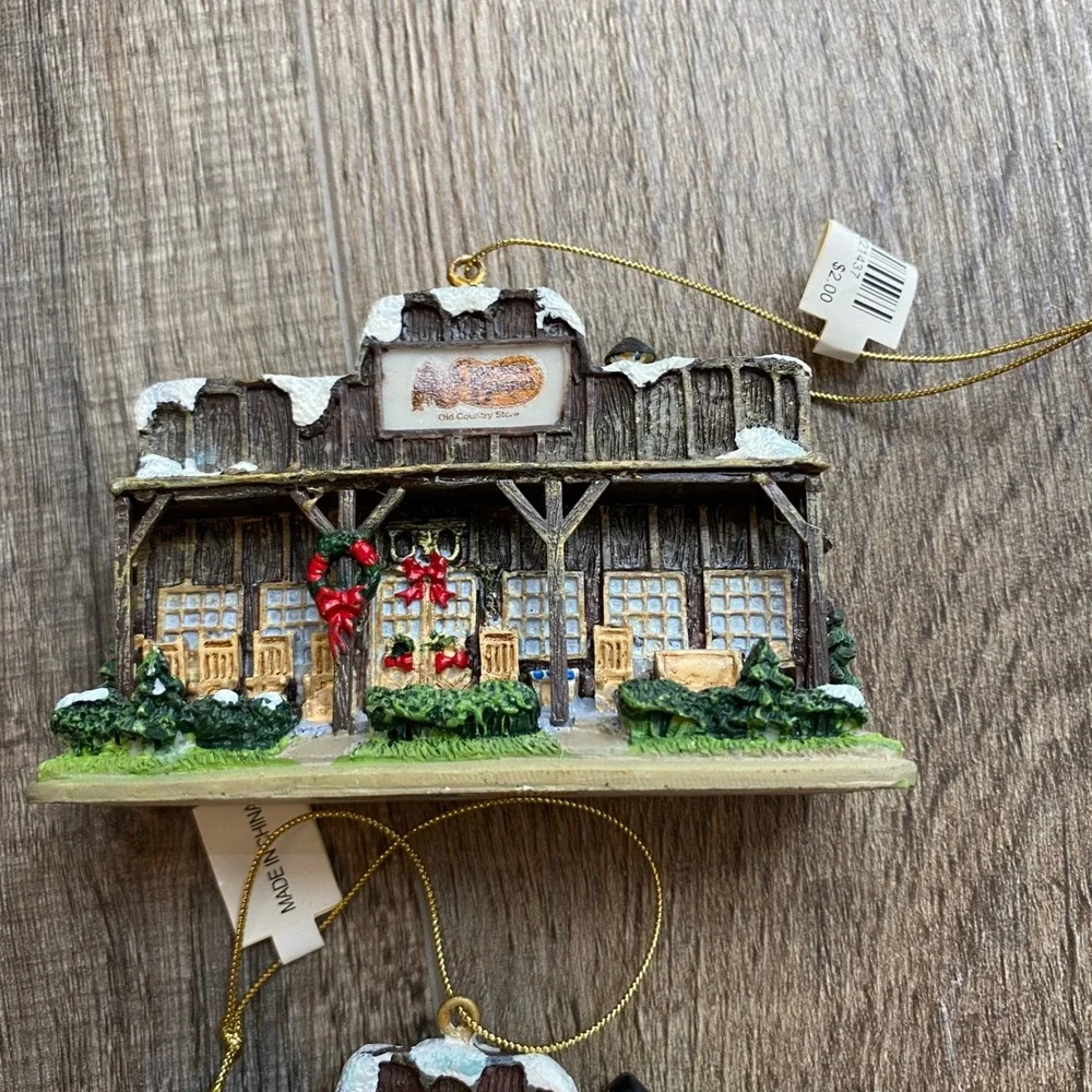 Cracker Barrel Old Country Store Christmas Ornament Set of 2 Storefront 2005